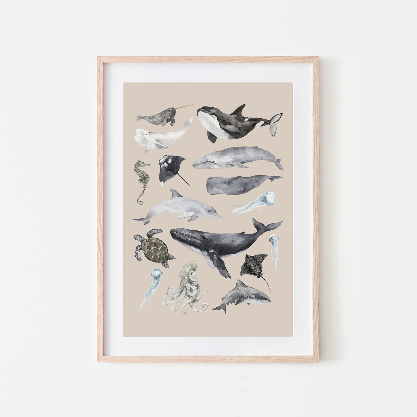 Aquatic-Watercolor-Sea-Creatures-in-Oatmeal-Beige-Website-Main-Image