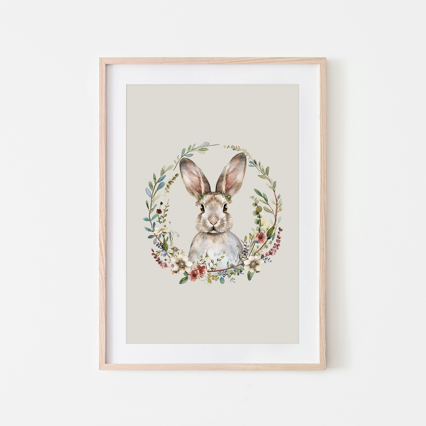Blossom-Watercolour-Bunny-Rabbit-Wall-Art-in-Linen-Beige