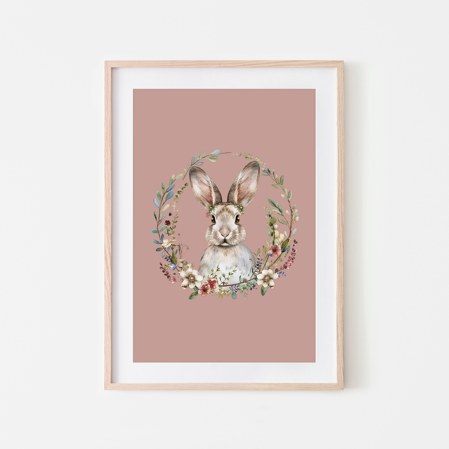 Blossom-Watercolour-Bunny-Rabbit-Wall-Art-in-Rose-Pink