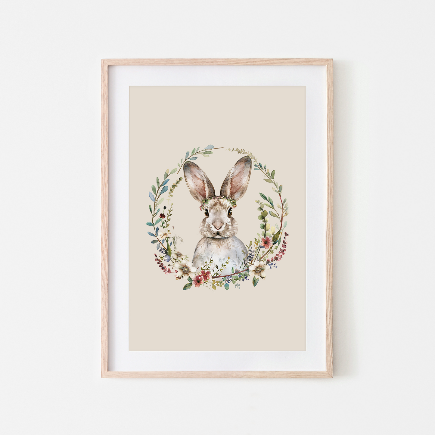 Blossom-Watercolour-Bunny-Rabbit-Wall-Art-in-Sand-Beige