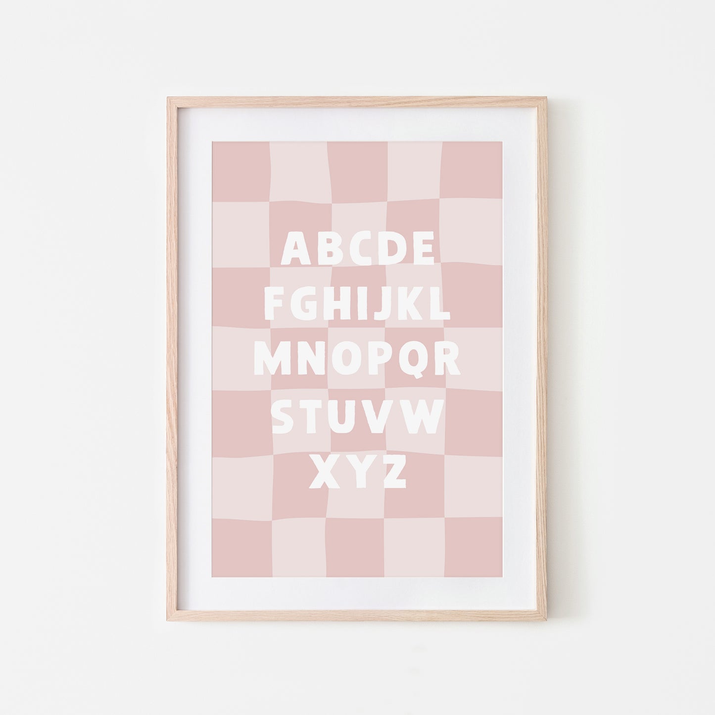 Checkered-ABC-Quirky-Alphabet-Poster-Print-Website-Main-Image-in-Blush-Pink