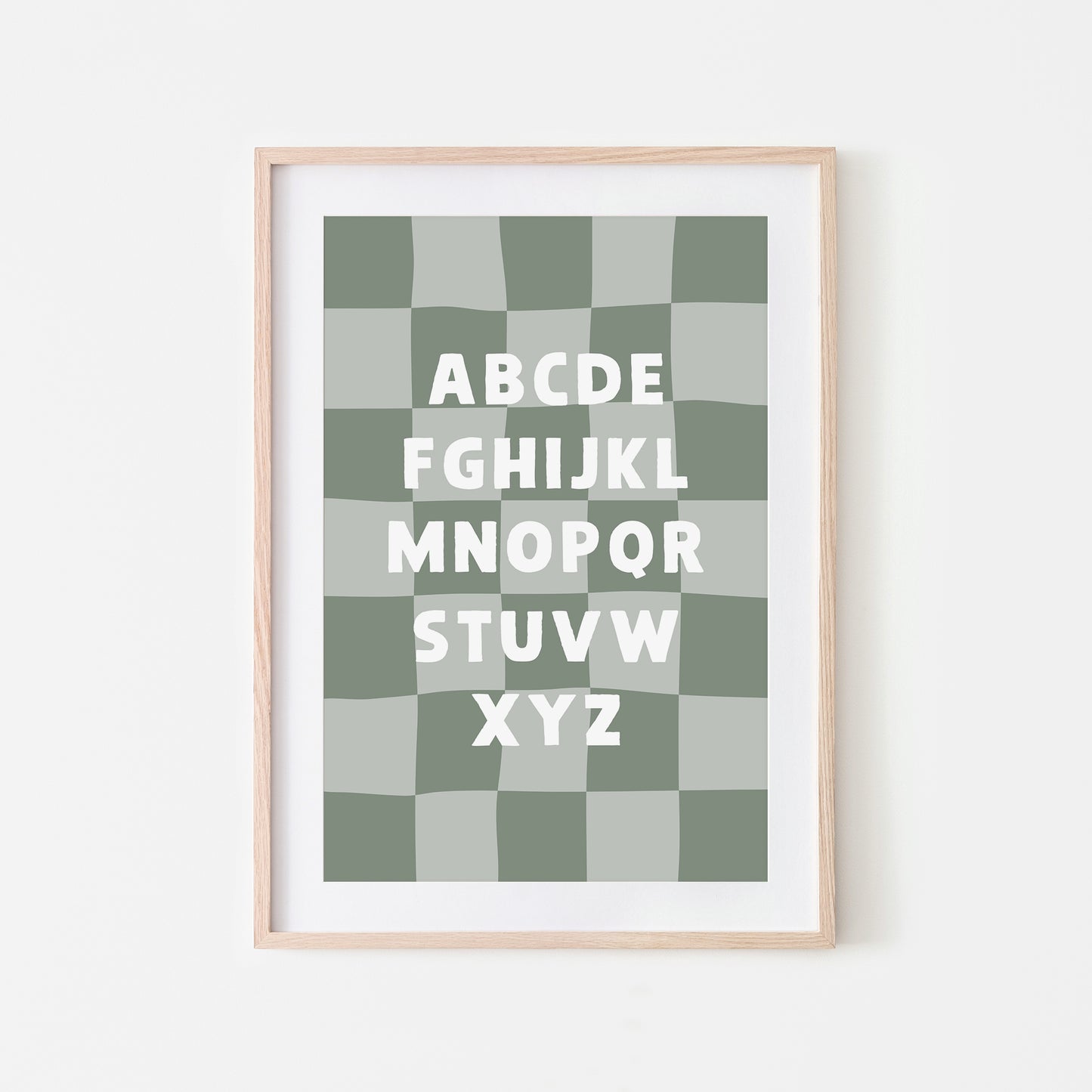 Checkered-ABC-Quirky-Alphabet-Poster-Print-Website-Main-Image-in-Eucalyptus-Green