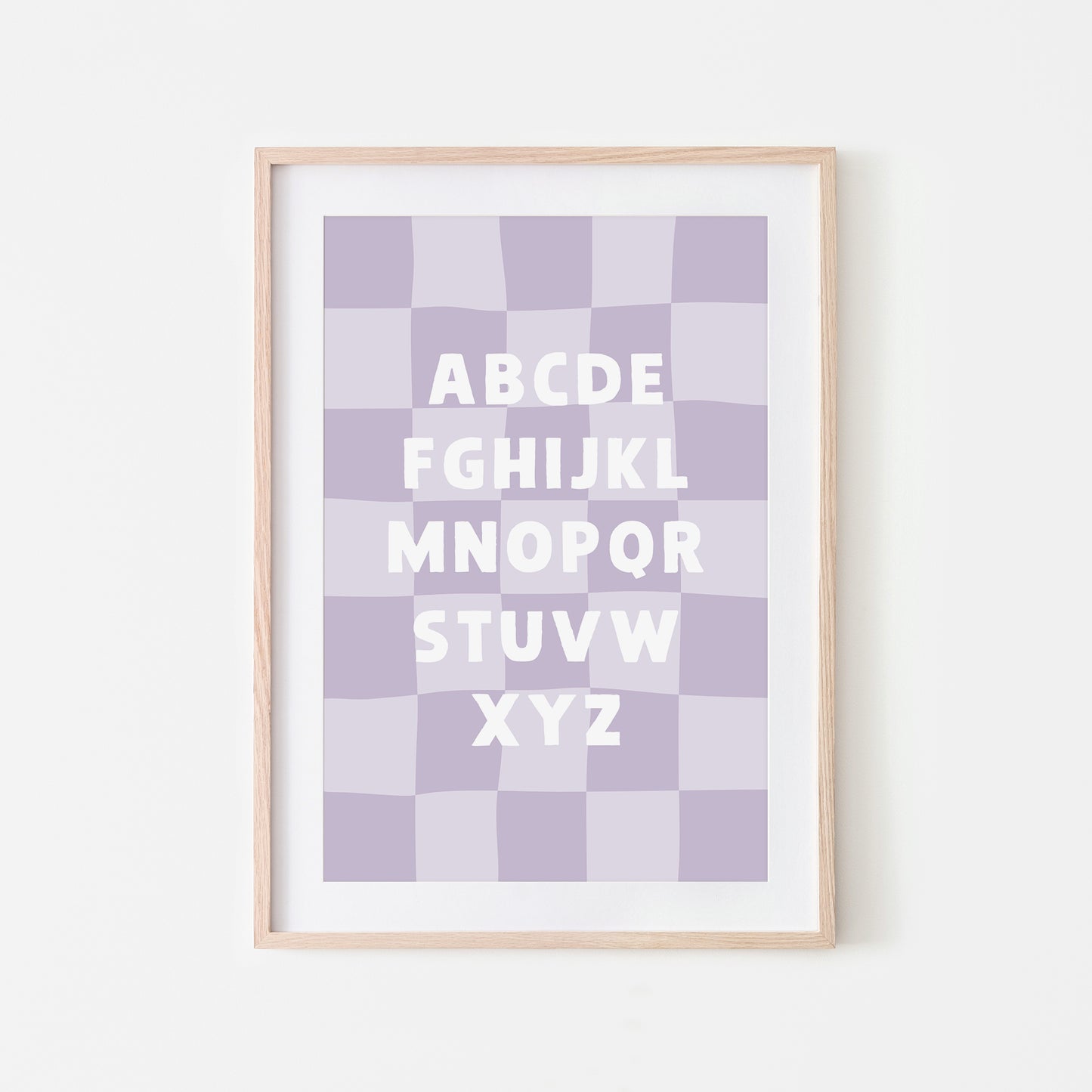 Checkered-ABC-Quirky-Alphabet-Poster-Print-Website-Main-Image-in-Lavender-Purple