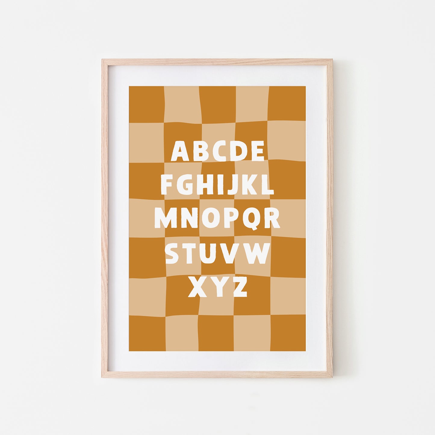 Checkered-ABC-Quirky-Alphabet-Poster-Print-Website-Main-Image-in-Mustard-Yellow