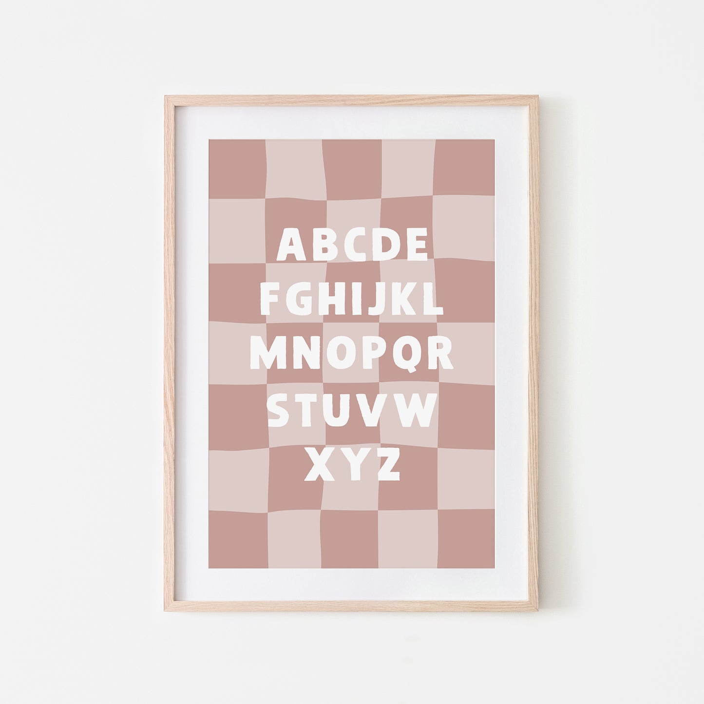 Checkered-ABC-Quirky-Alphabet-Poster-Print-Website-Main-Image-in-Rose-Pink