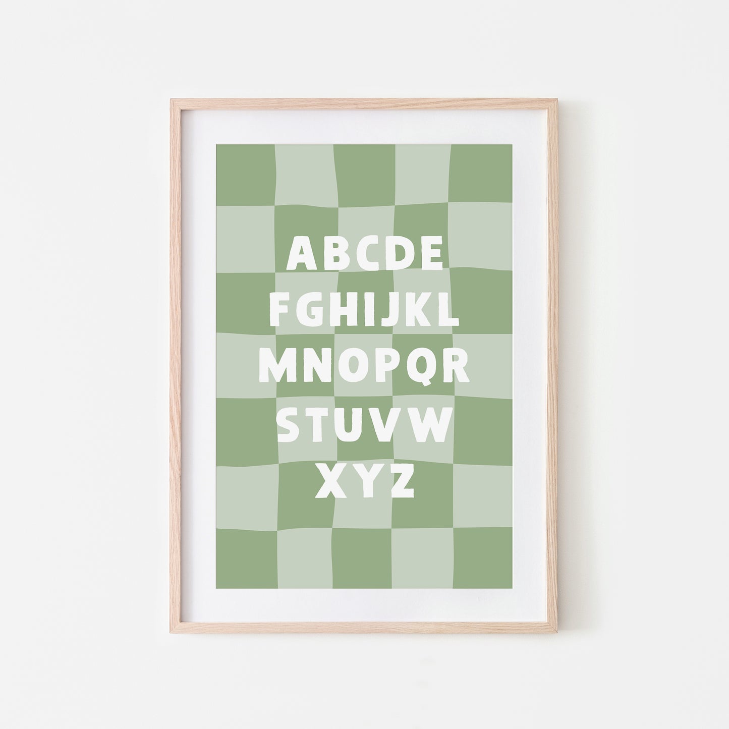Checkered-ABC-Quirky-Alphabet-Poster-Print-Website-Main-Image-in-Sage-Green