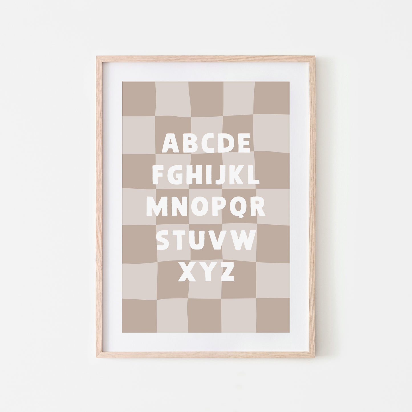 Checkered-ABC-Quirky-Alphabet-Poster-Print-Website-Main-Image-in-Truffle-Beige
