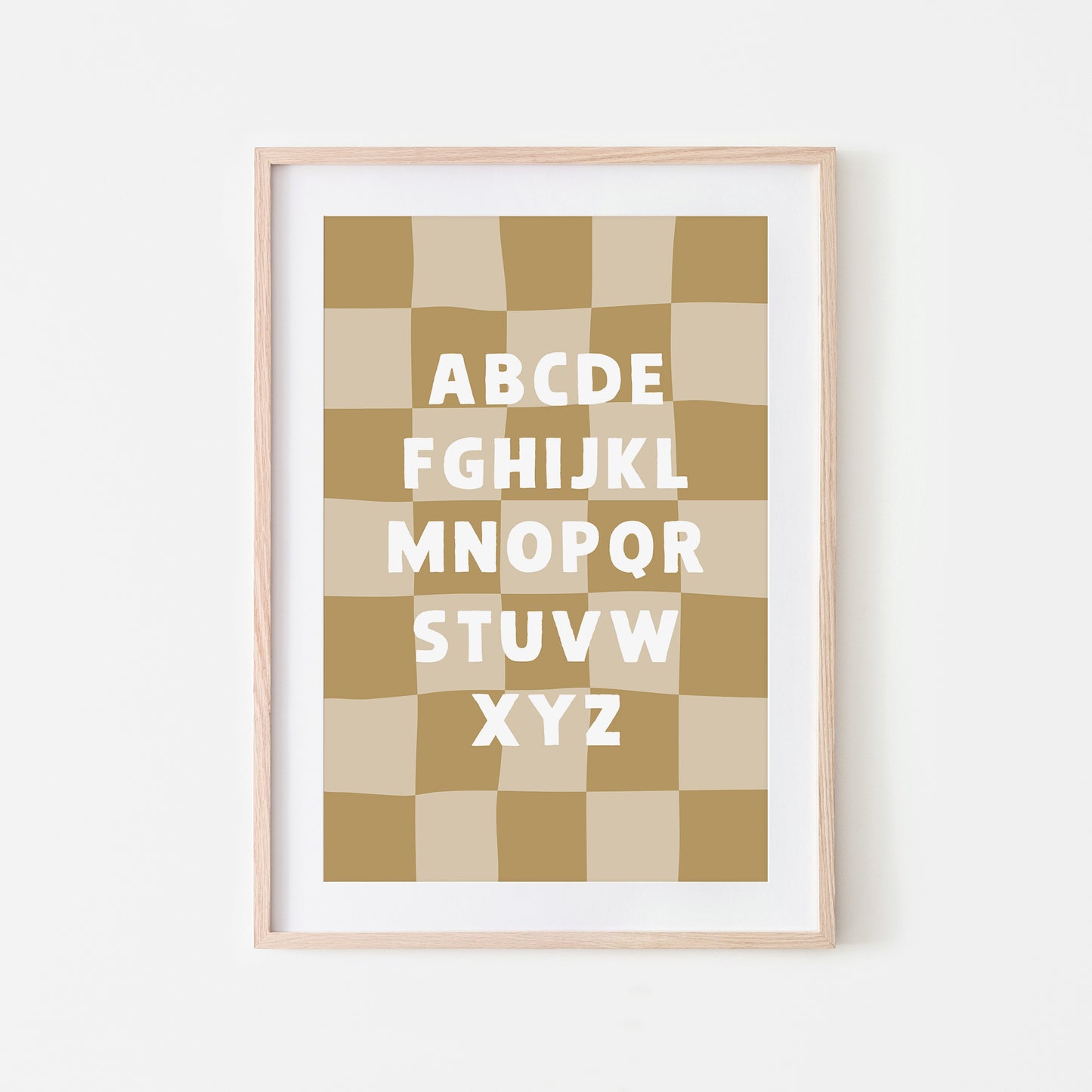 Checkered-ABC-Quirky-Alphabet-Poster-Print-Website-Main-Image-in-Wheat-Yellow