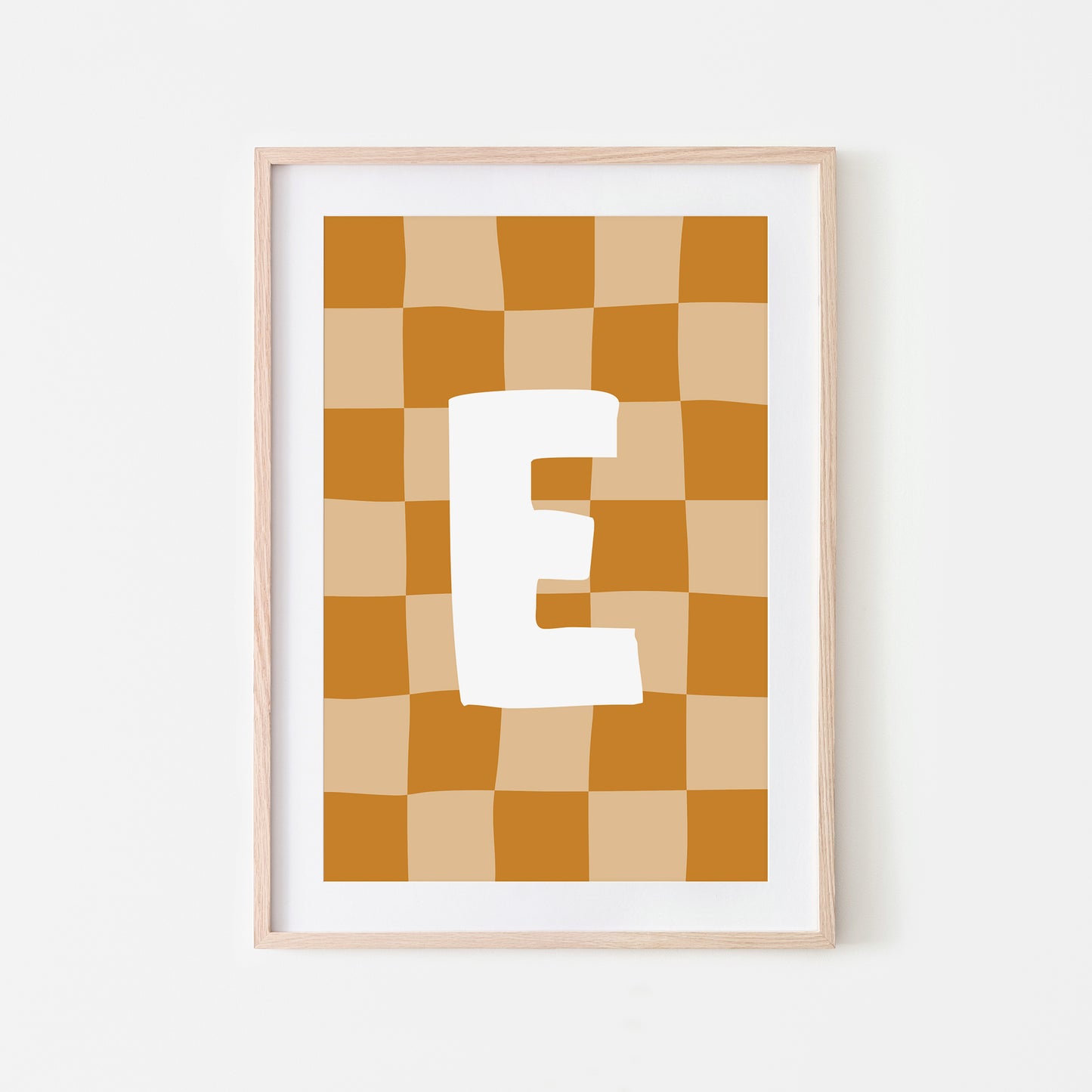 Checkered-Letters-Alphabet-Poster-Print-Letter-E-in-Mustard