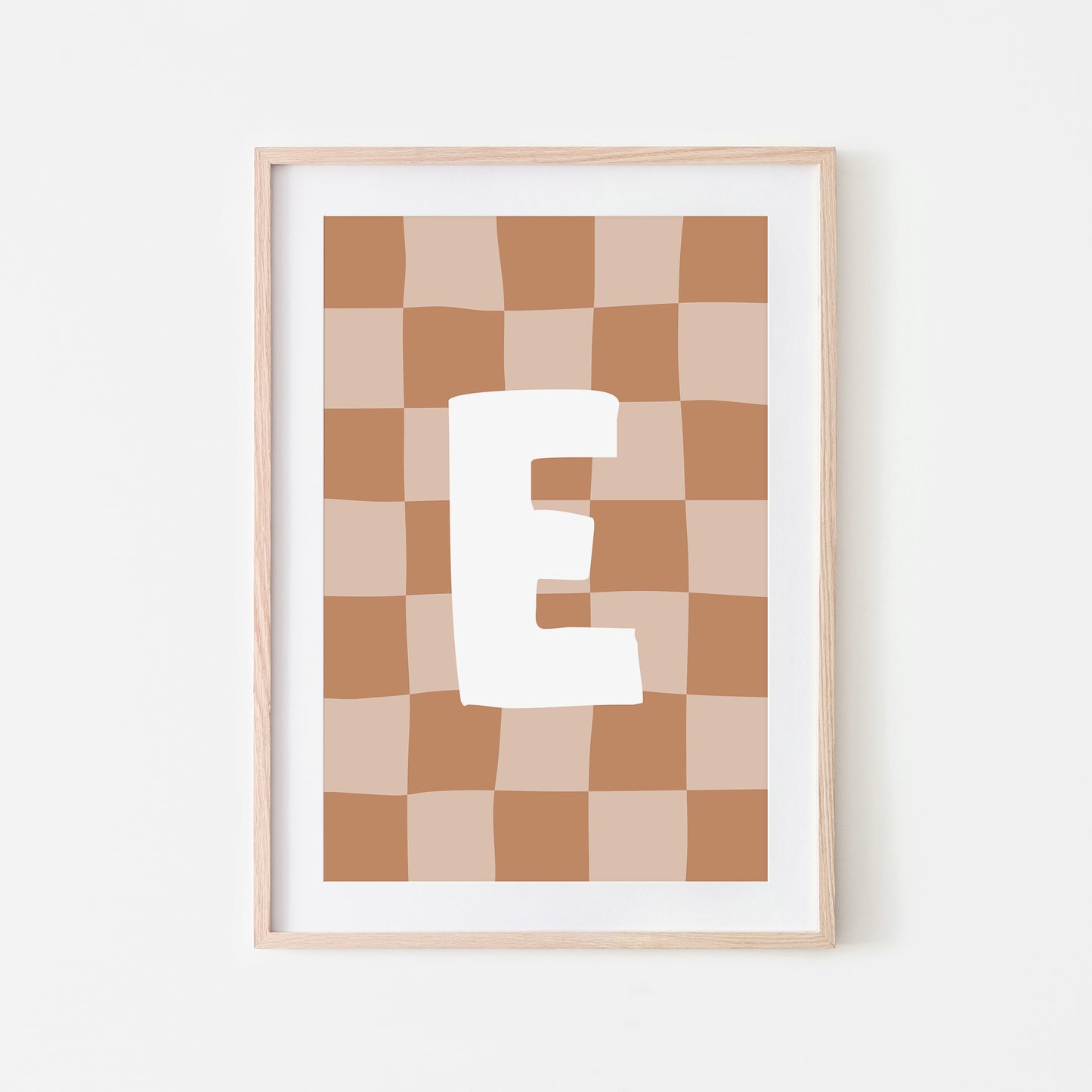Checkered-Letters-Alphabet-Poster-Print-Letter-E-in-Tan