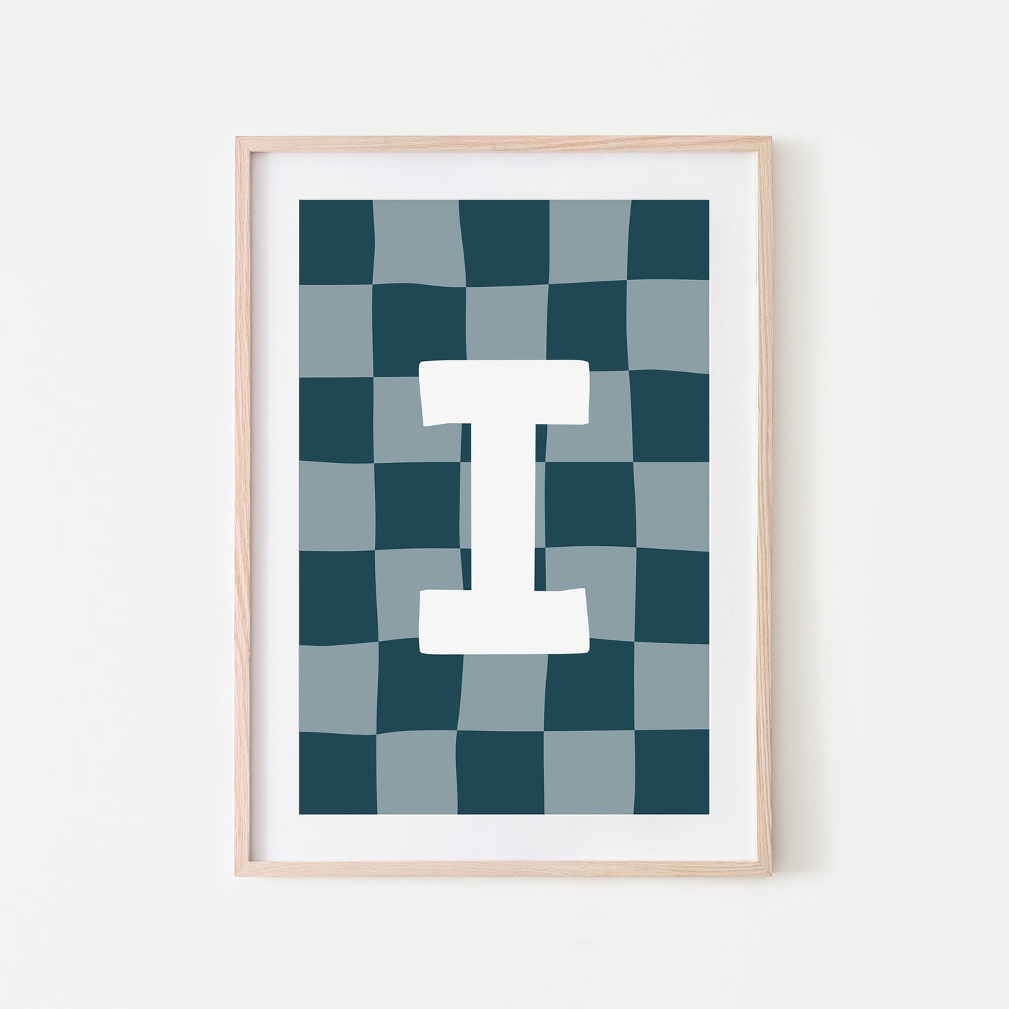 Checkered-Letters-Alphabet-Poster-Print-Letter-I-in-Navy