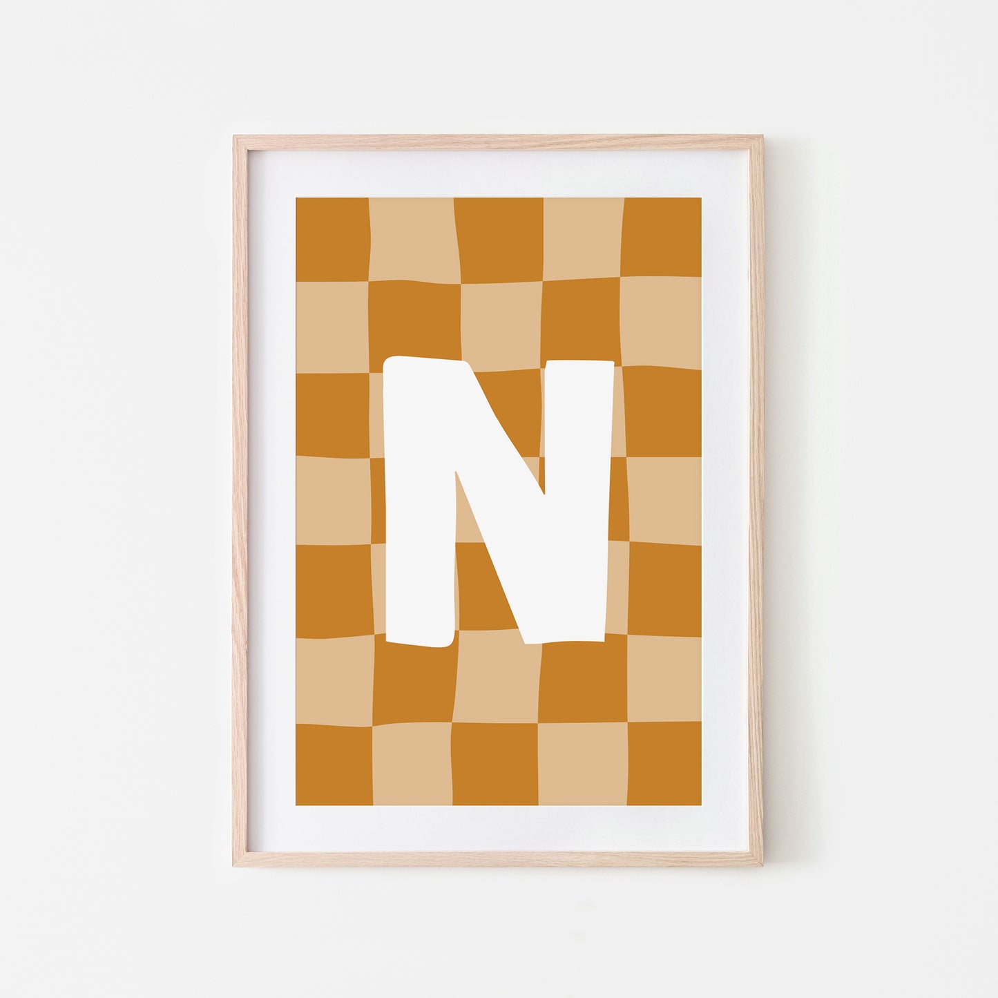 Checkered-Letters-Alphabet-Poster-Print-Letter-N-in-Mustard