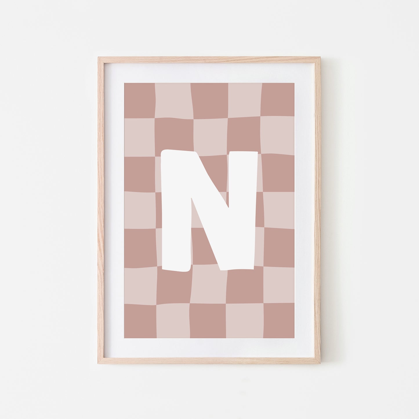 Checkered-Letters-Alphabet-Poster-Print-Letter-N-in-Rose