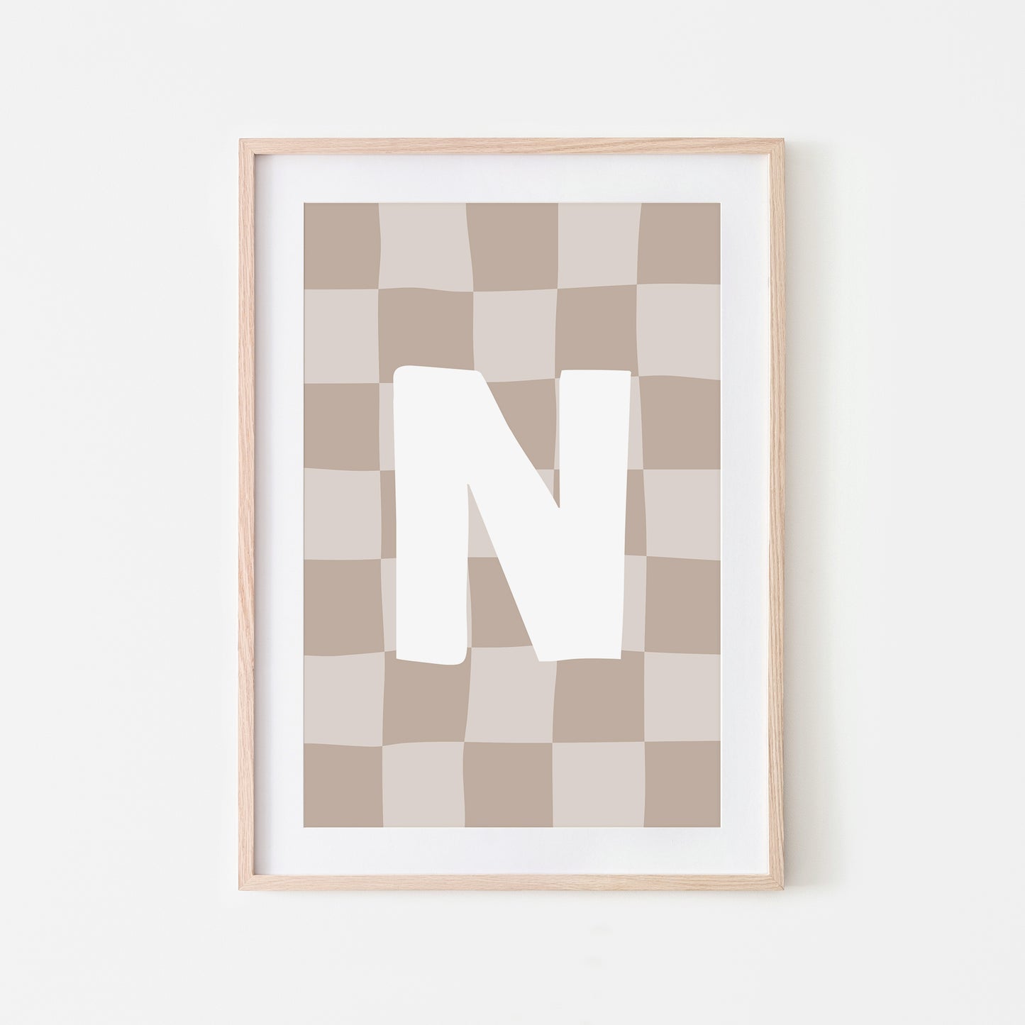 Checkered-Letters-Alphabet-Poster-Print-Letter-N-in-Truffle