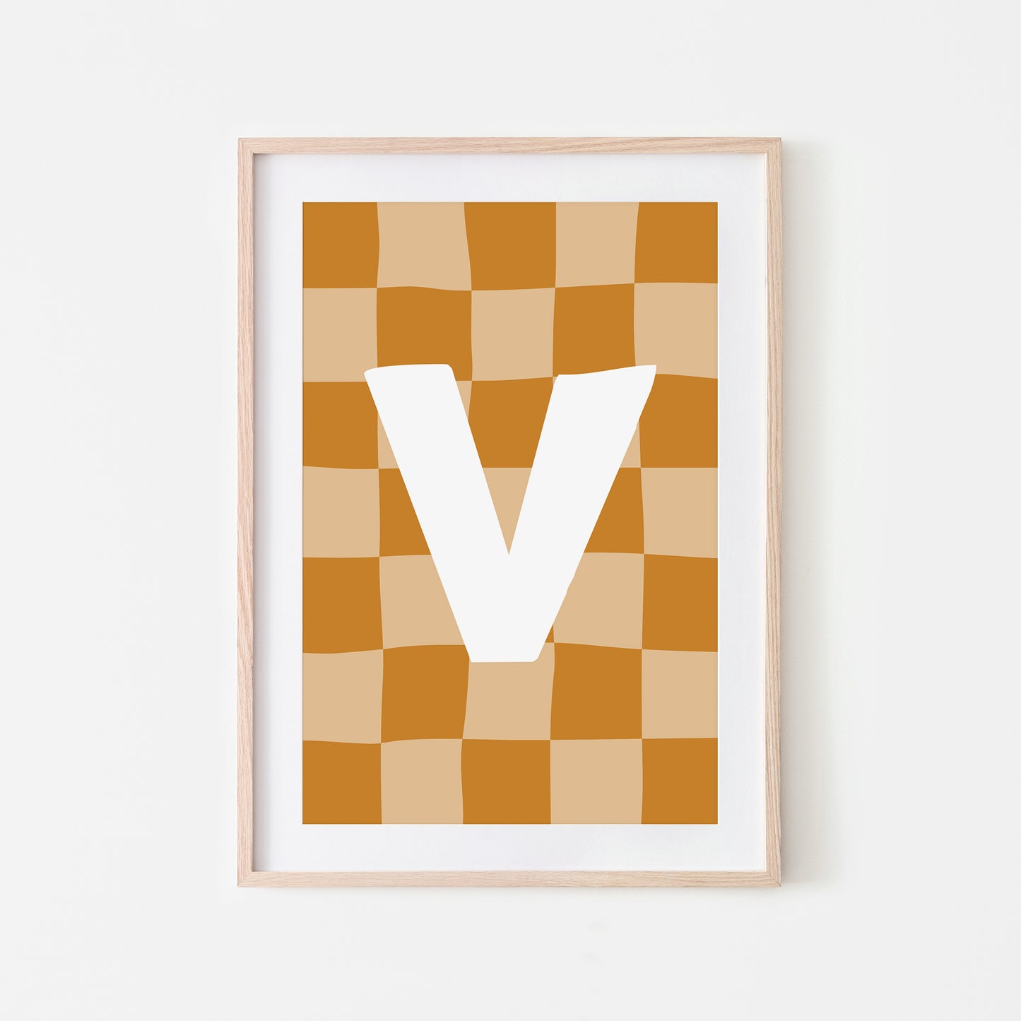 Checkered-Letters-Alphabet-Poster-Print-Letter-V-in-Mustard