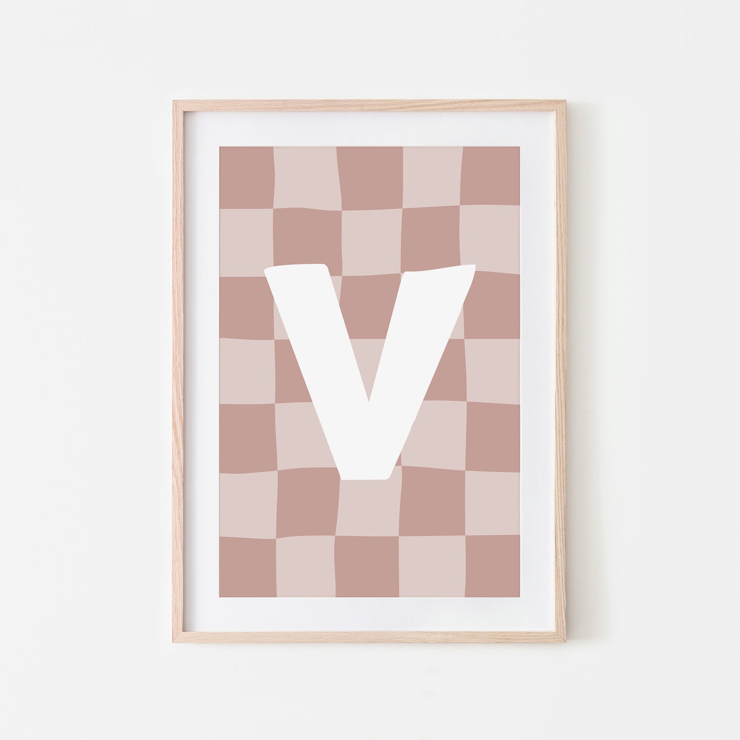 Checkered-Letters-Alphabet-Poster-Print-Letter-V-in-Rose