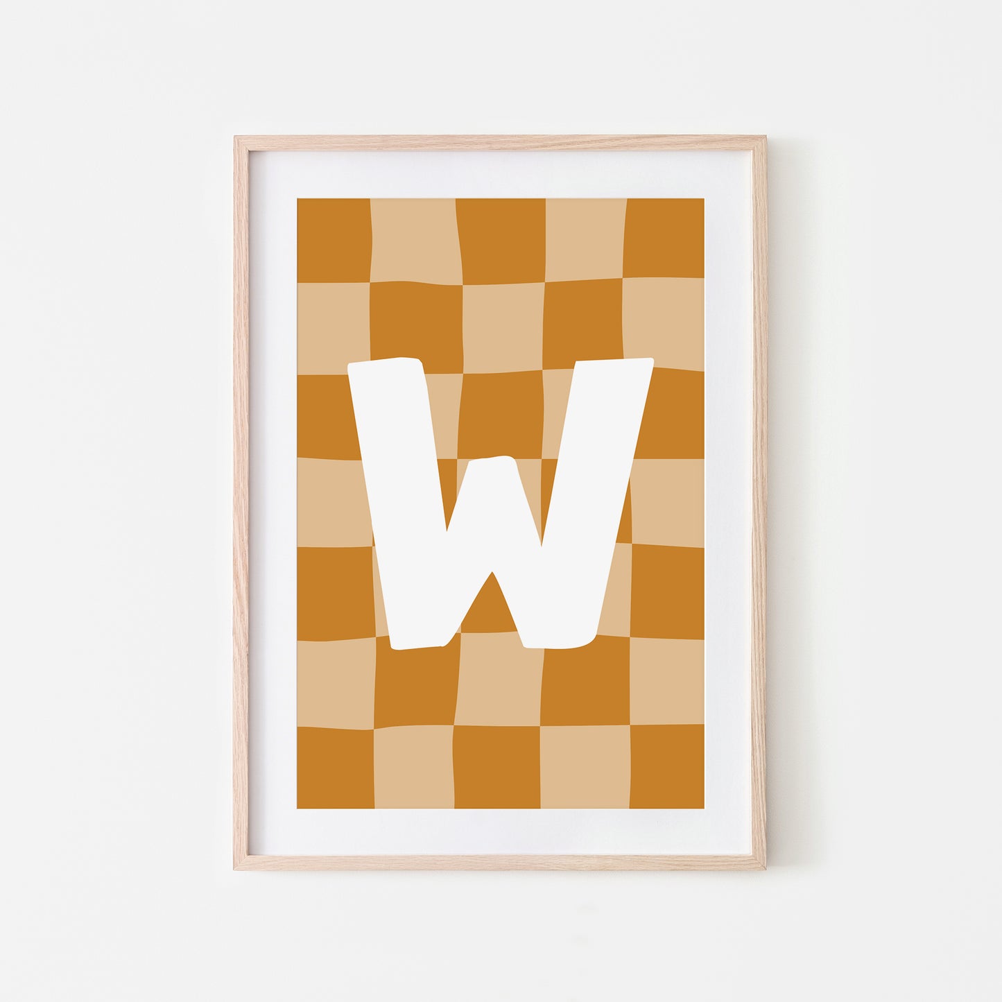 Checkered-Letters-Alphabet-Poster-Print-Letter-W-in-Mustard