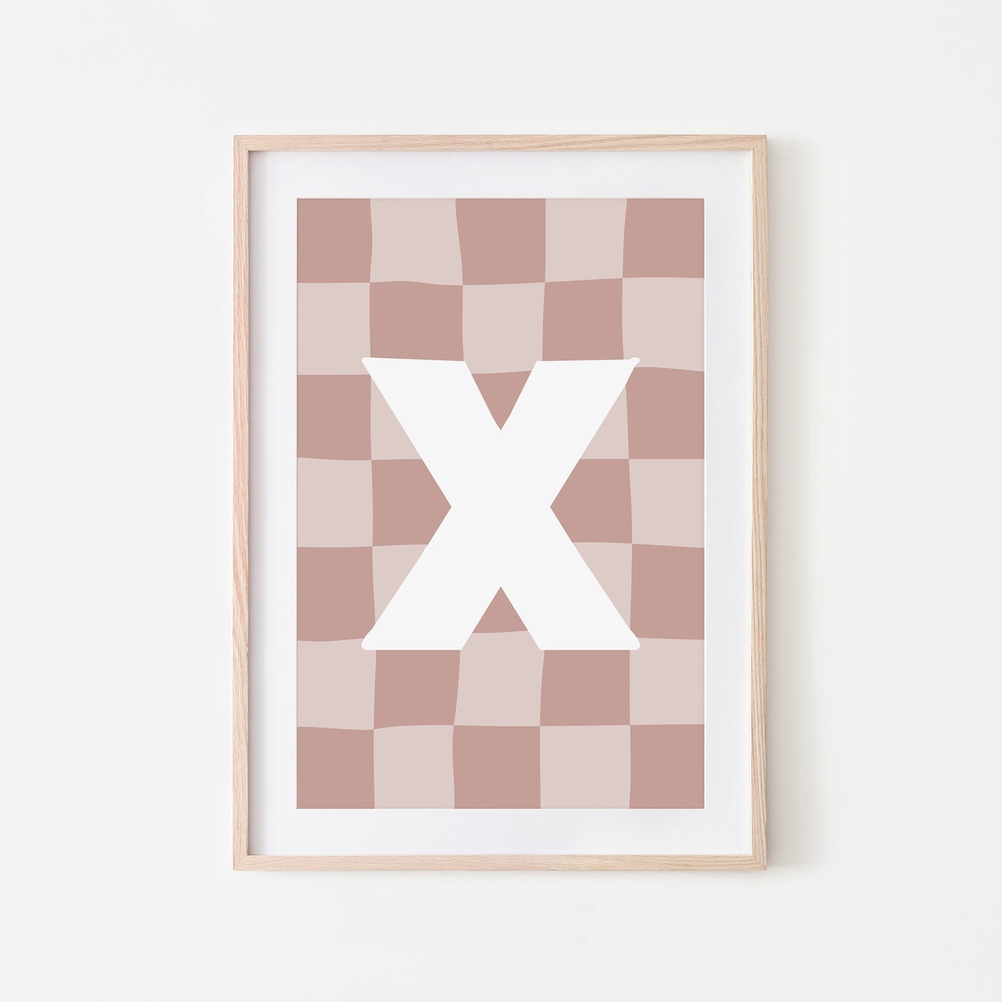 Checkered-Letters-Alphabet-Poster-Print-Letter-X-in-Rose
