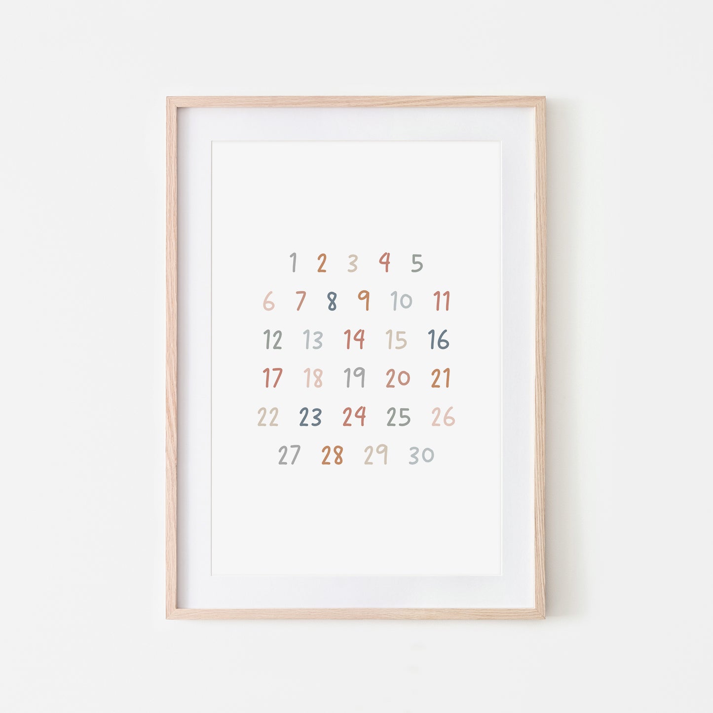Handwritten-123-Educational-Wall-Art-in-Earthy-on-White