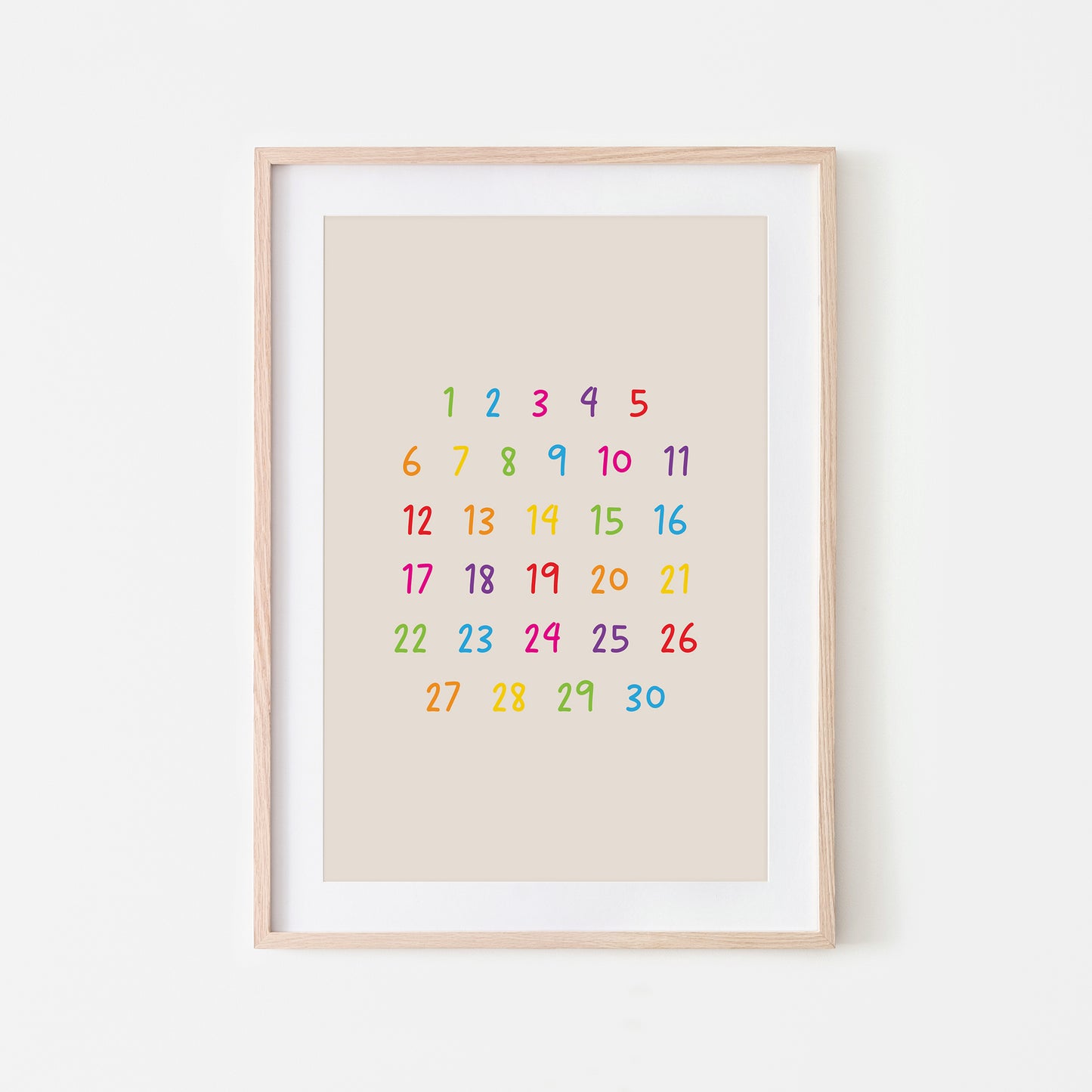Handwritten-123-Educational-Wall-Art-in-Rainbow-on-Sand