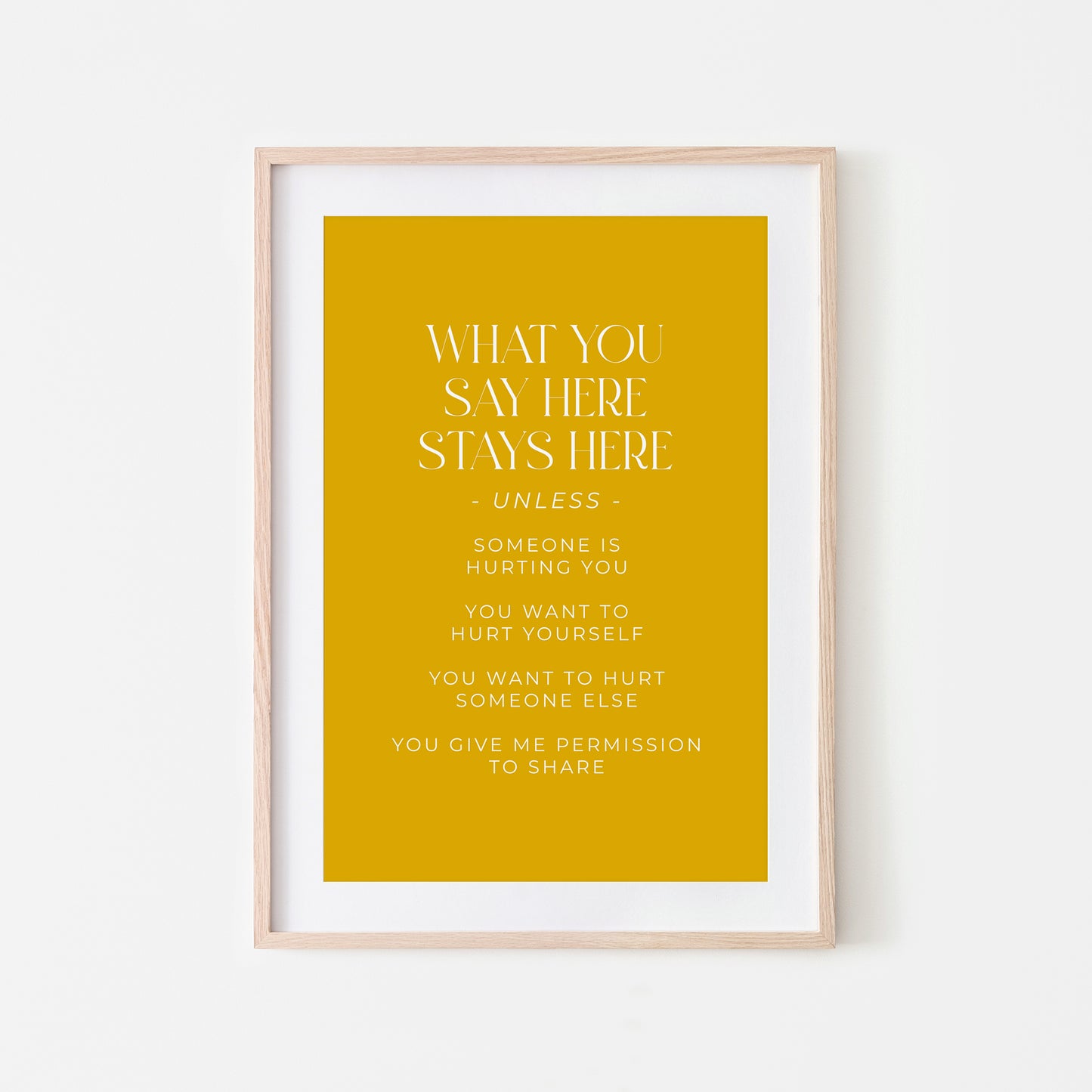 What-You-Say-Here-Stays-Here-Counselling-Wall-Art-in-Mustard