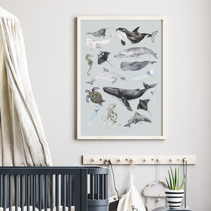 Aquatic-Watercolor-Sea-Creatures-in-Frost-Blue-Main-Image