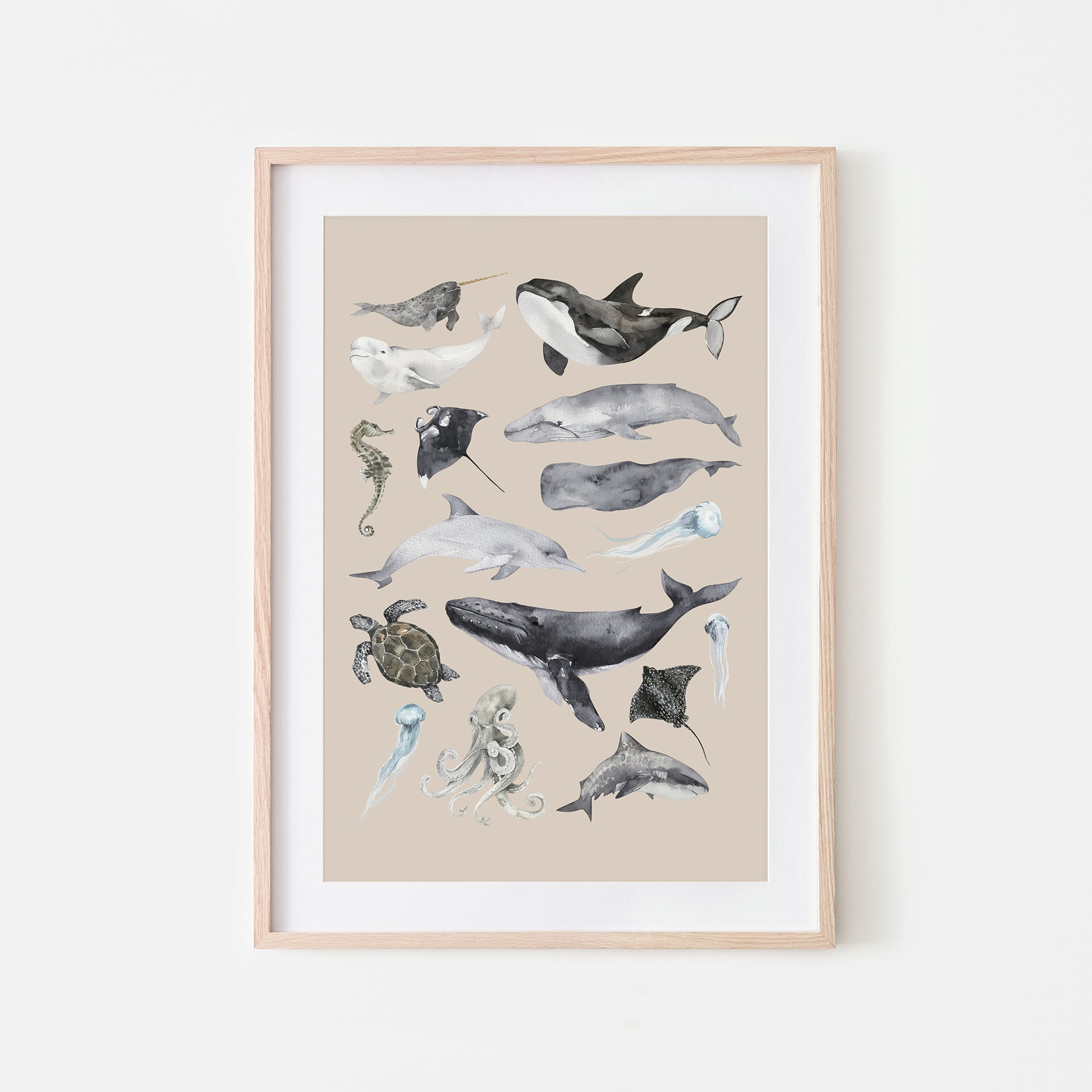 Aquatic-Watercolor-Sea-Creatures-in-Oatmeal-Beige-Website-Main-Image