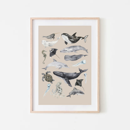 Aquatic-Watercolor-Sea-Creatures-in-Oatmeal-Beige-Website-Main-Image