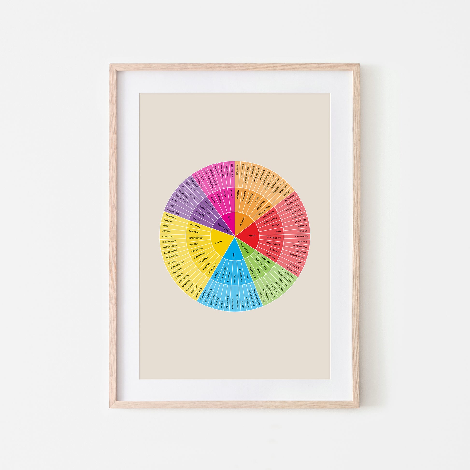 B-Feelings-Wheel-Mental-Health-Wall-Art-in-Rainbow-and-Monochrome-on-Sand