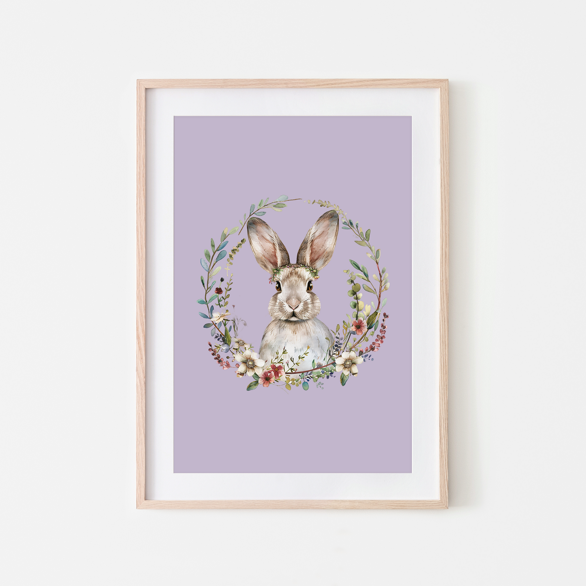Blossom-Watercolour-Bunny-Rabbit-Wall-Art-in-Lavender-Purple