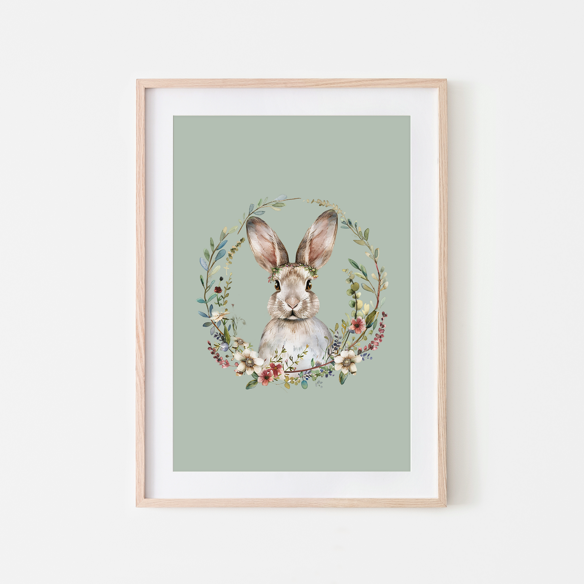 Blossom-Watercolour-Bunny-Rabbit-Wall-Art-in-Mist-Green