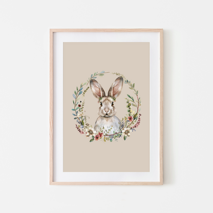 Blossom-Watercolour-Bunny-Rabbit-Wall-Art-in-Oatmeal-Beige