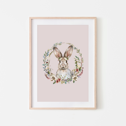 Blossom-Watercolour-Bunny-Rabbit-Wall-Art-in-Pointe-Pink