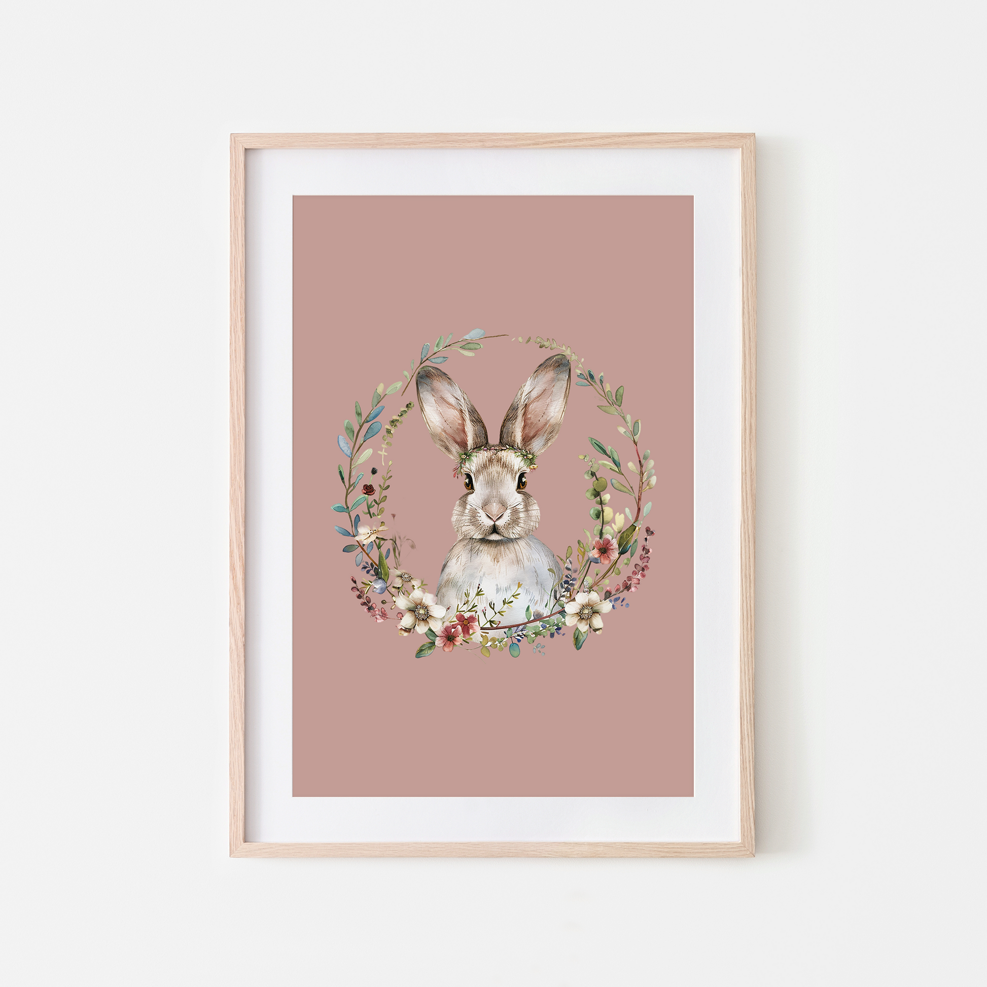 Blossom-Watercolour-Bunny-Rabbit-Wall-Art-in-Rose-Pink