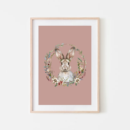 Blossom-Watercolour-Bunny-Rabbit-Wall-Art-in-Rose-Pink