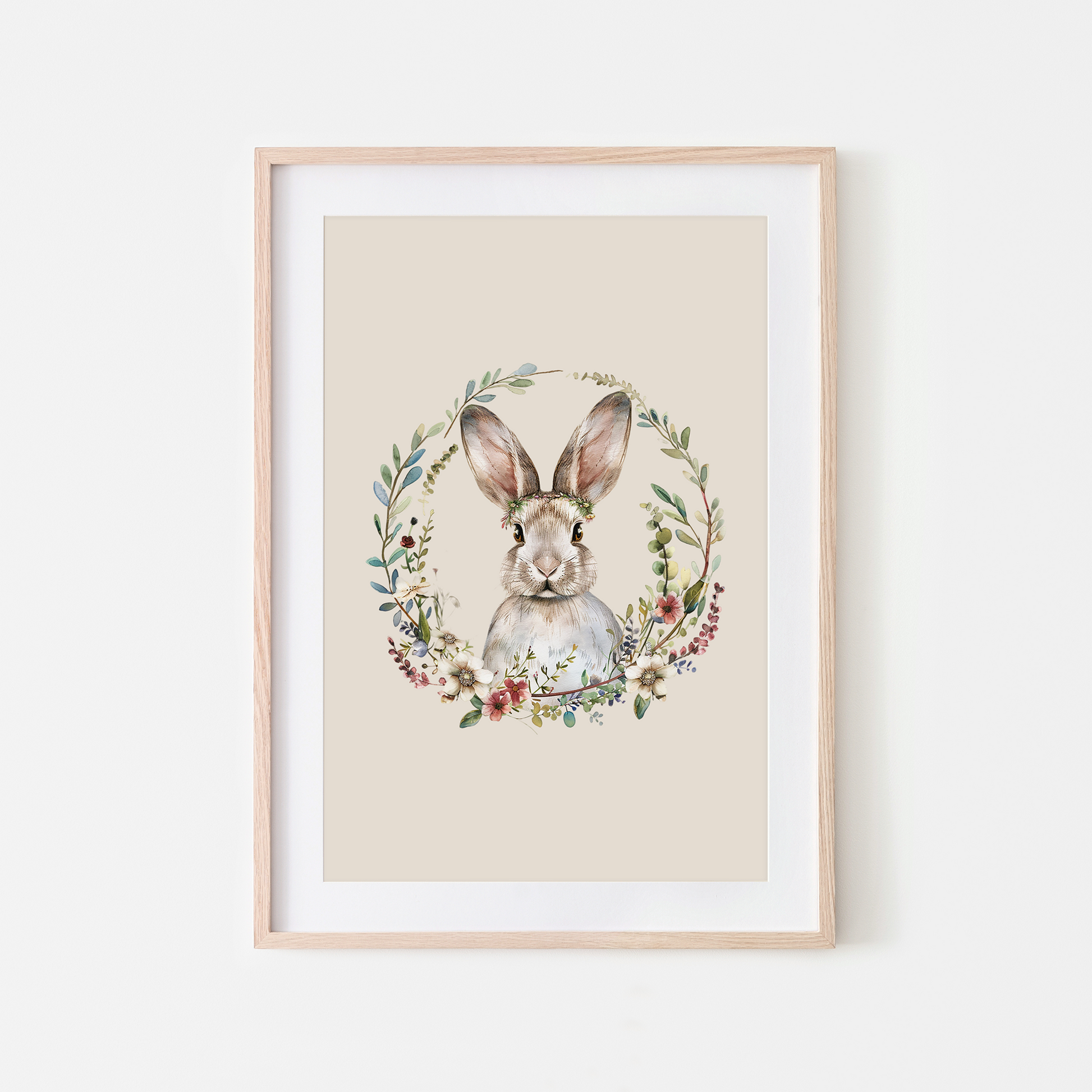 Blossom-Watercolour-Bunny-Rabbit-Wall-Art-in-Sand-Beige