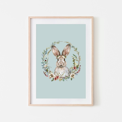 Blossom-Watercolour-Bunny-Rabbit-Wall-Art-in-Shell-Blue