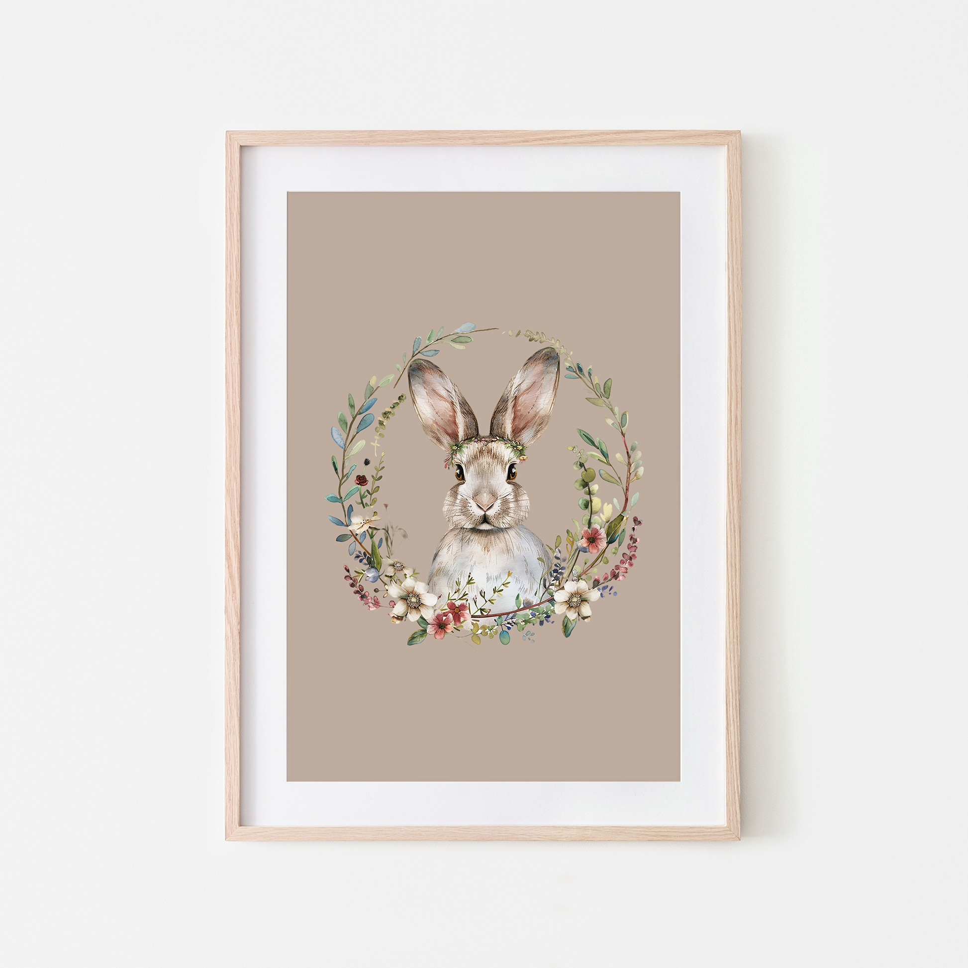 Blossom-Watercolour-Bunny-Rabbit-Wall-Art-in-Truffle-Beige