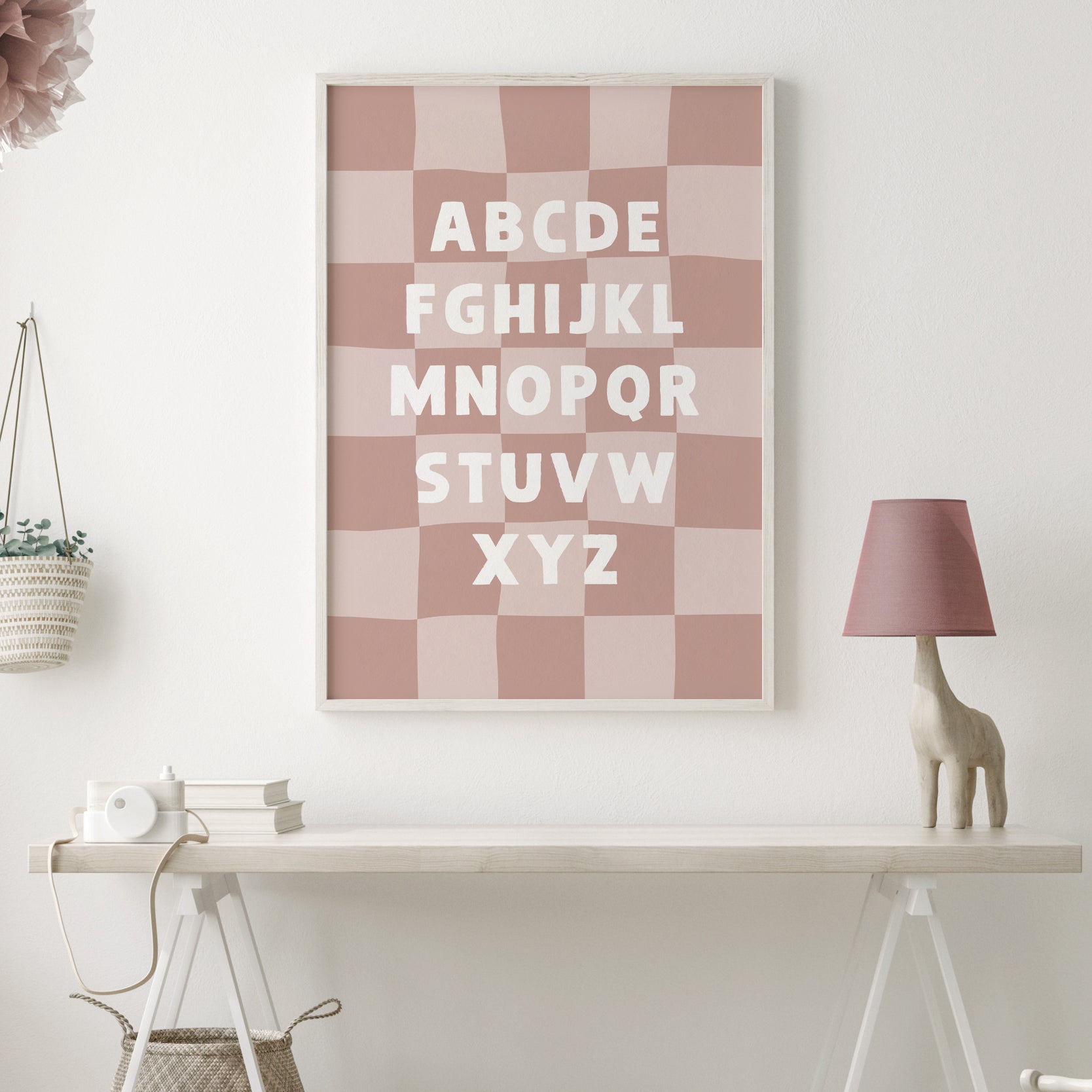 Checkered-ABC-Quirky-Alphabet-Poster-Print-Website-Image-in-Rose-Pink