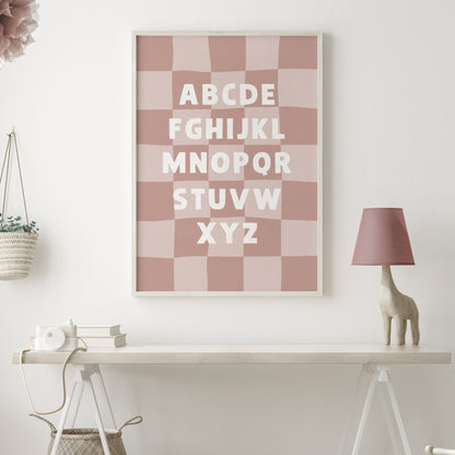 Checkered-ABC-Quirky-Alphabet-Poster-Print-Website-Image-in-Rose-Pink