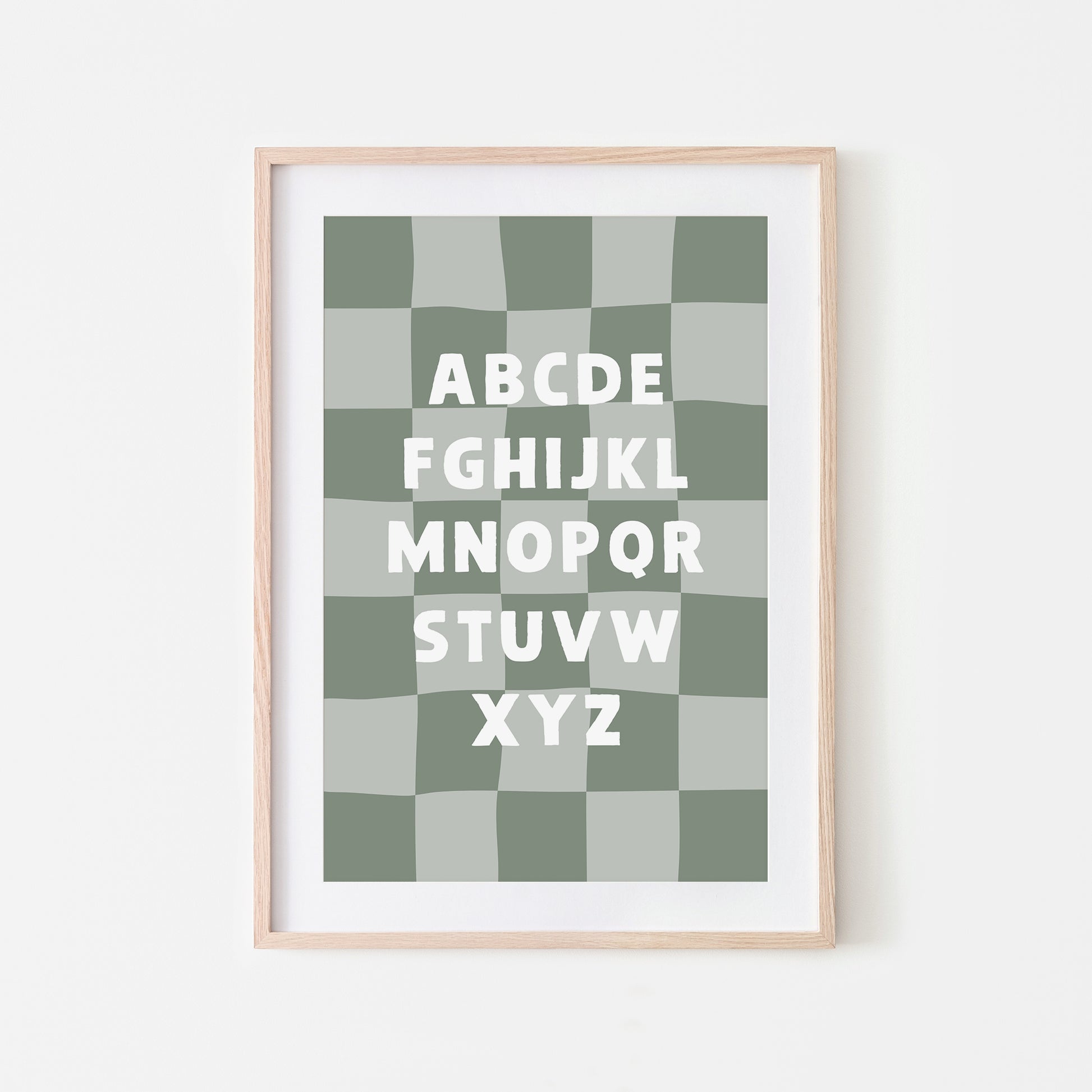 Checkered-ABC-Quirky-Alphabet-Poster-Print-Website-Main-Image-in-Eucalyptus-Green