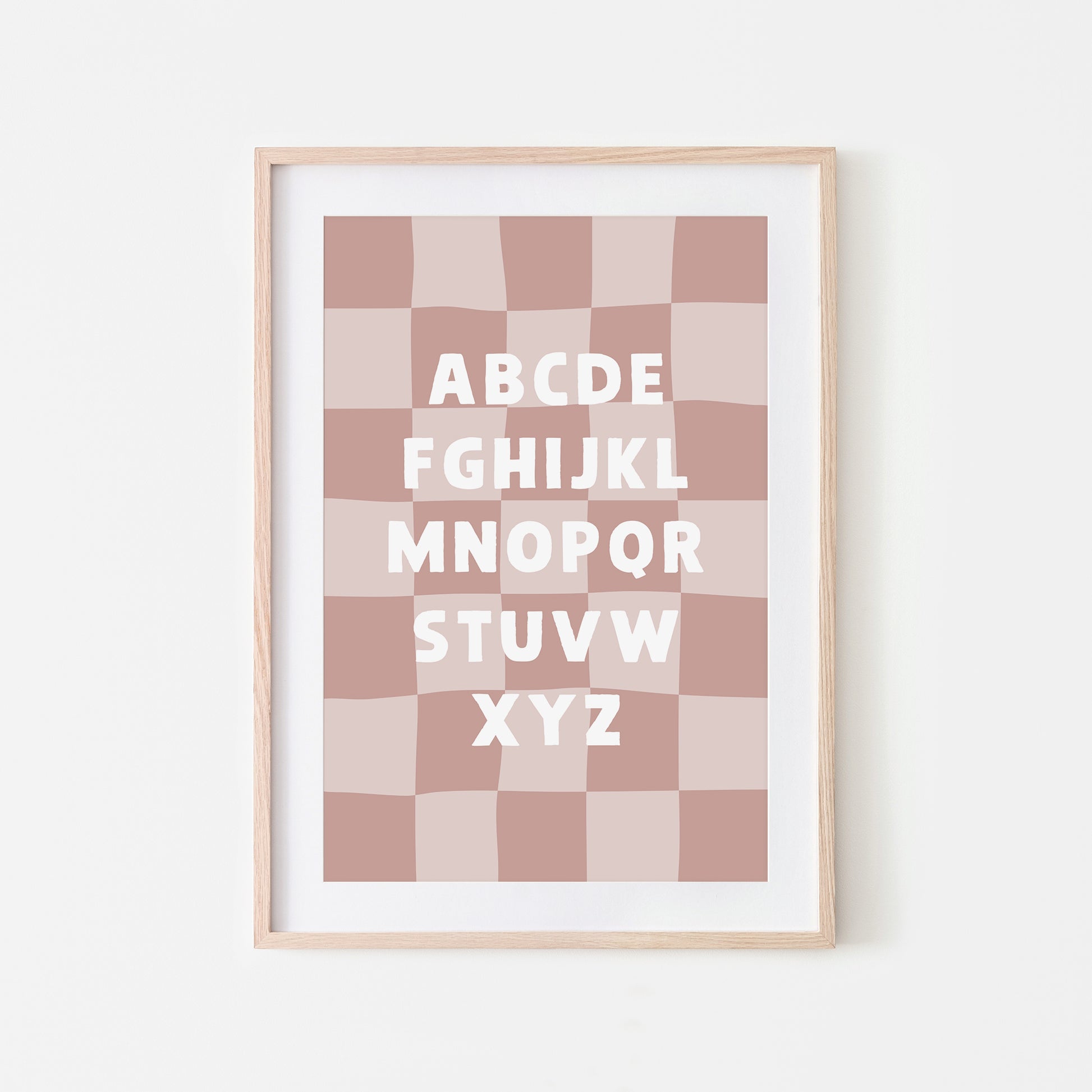 Checkered-ABC-Quirky-Alphabet-Poster-Print-Website-Main-Image-in-Rose-Pink