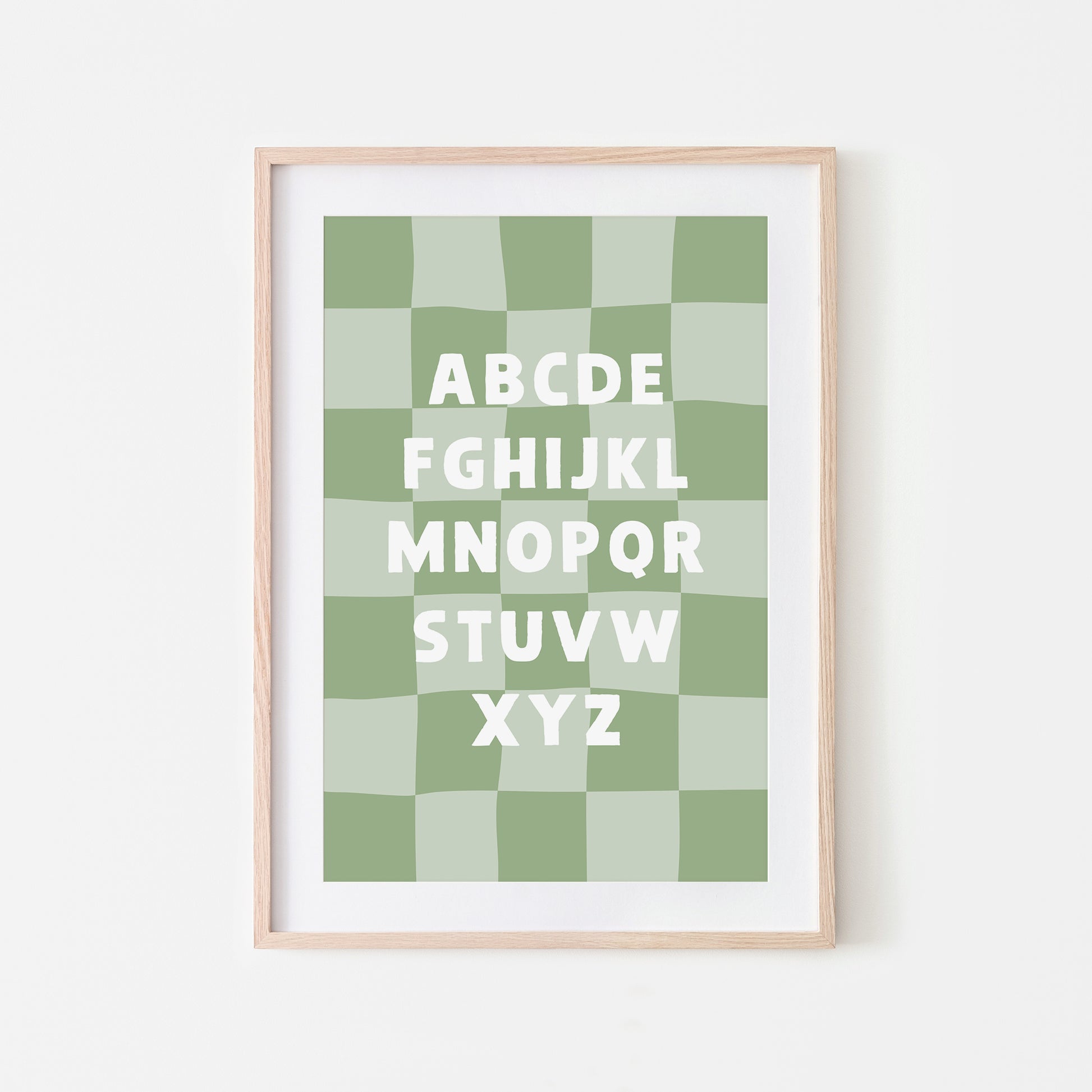 Checkered-ABC-Quirky-Alphabet-Poster-Print-Website-Main-Image-in-Sage-Green