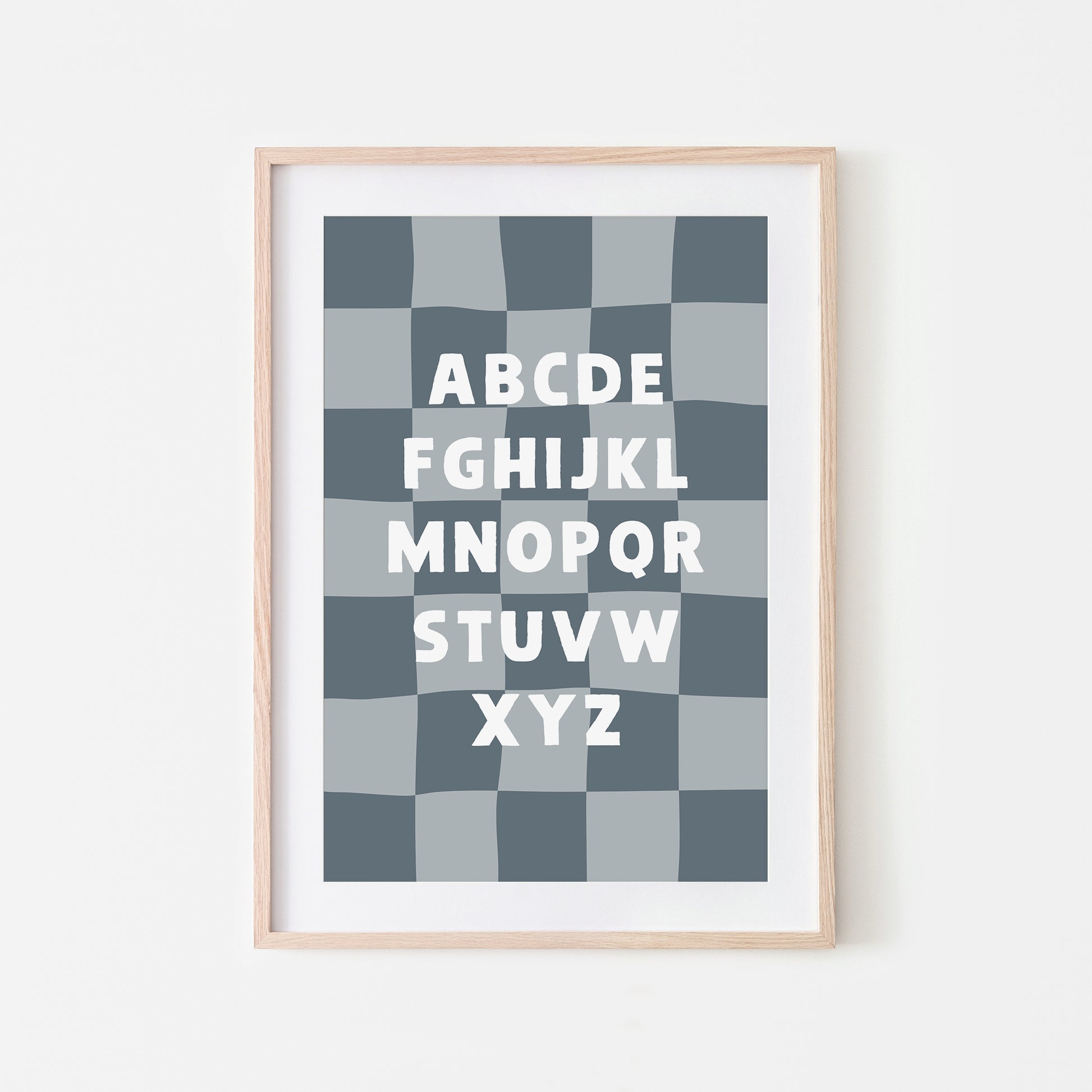 Checkered-ABC-Quirky-Alphabet-Poster-Print-Website-Main-Image-in-Sky-Blue