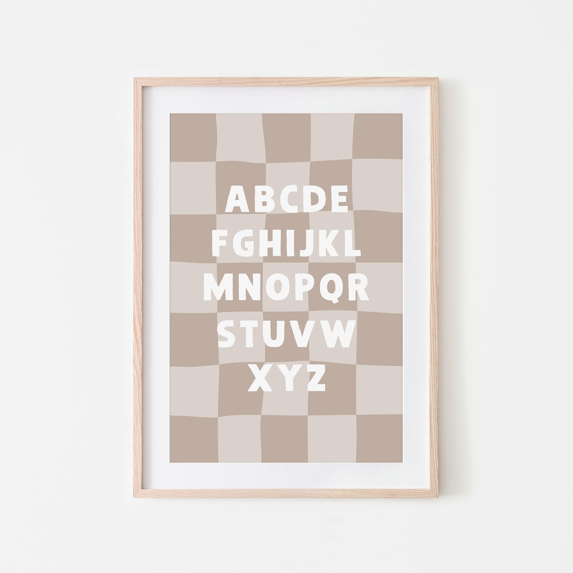Checkered-ABC-Quirky-Alphabet-Poster-Print-Website-Main-Image-in-Truffle-Beige