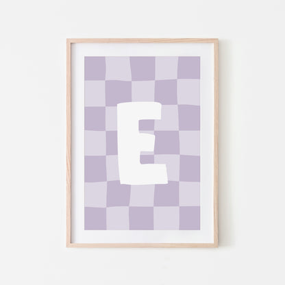 Checkered-Letters-Alphabet-Poster-Print-Letter-E-in-Lavender