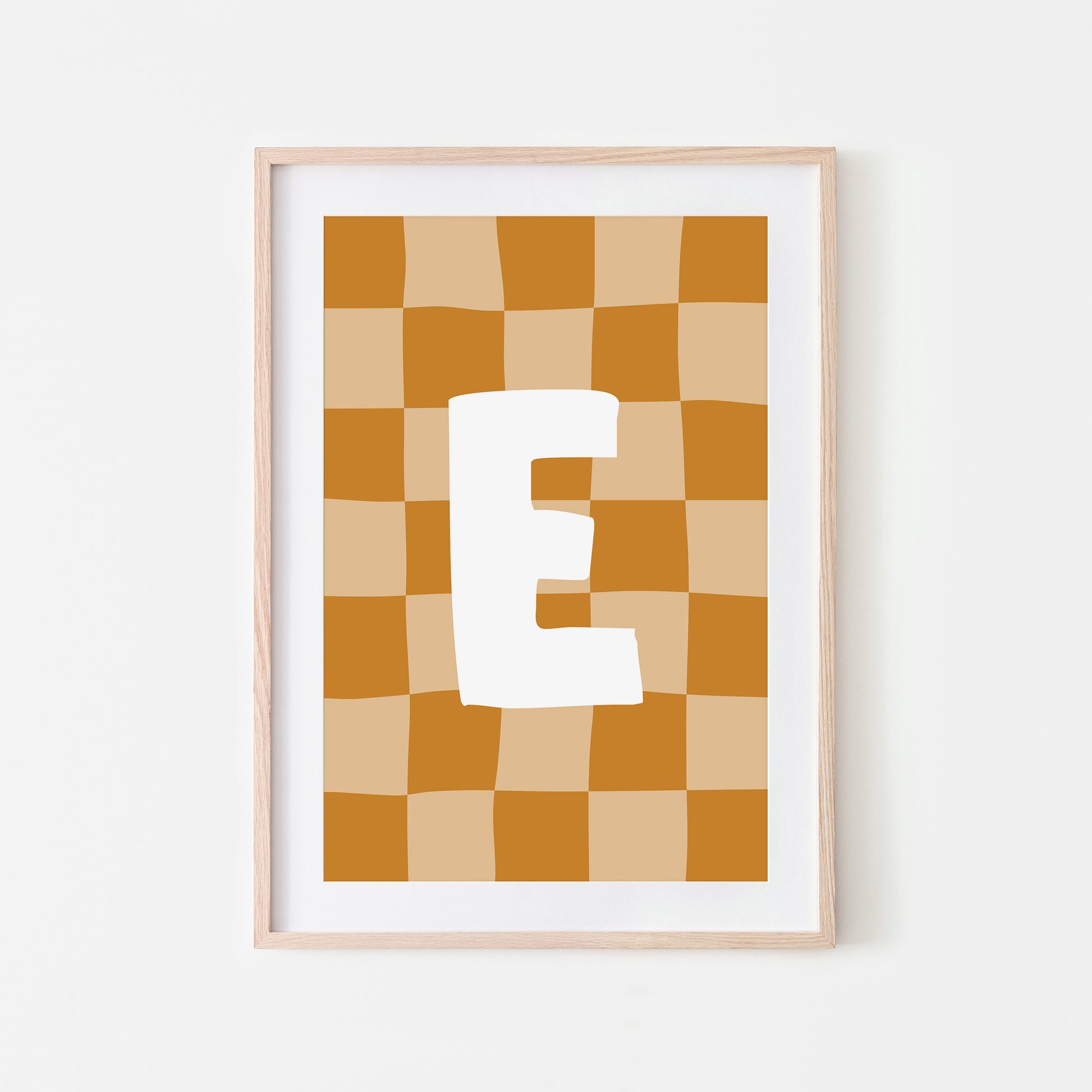 Checkered-Letters-Alphabet-Poster-Print-Letter-E-in-Mustard