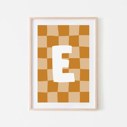 Checkered-Letters-Alphabet-Poster-Print-Letter-E-in-Mustard