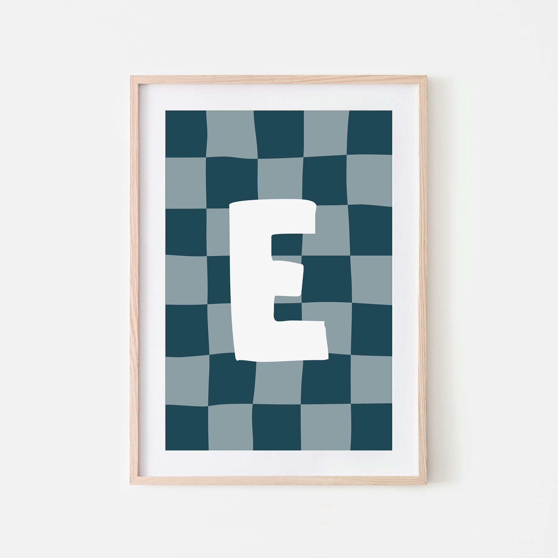 Checkered-Letters-Alphabet-Poster-Print-Letter-E-in-Navy