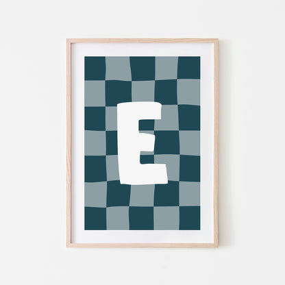 Checkered-Letters-Alphabet-Poster-Print-Letter-E-in-Navy